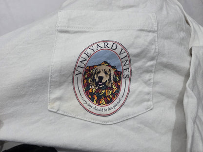 Playera manga larga Vineyard Vines Mediana M Blanca perrito
