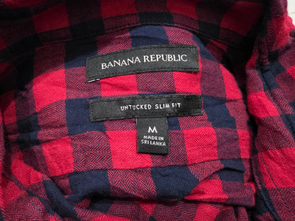 Camisa Banana Republic Mediana Untucked Slimfit roja cuadro