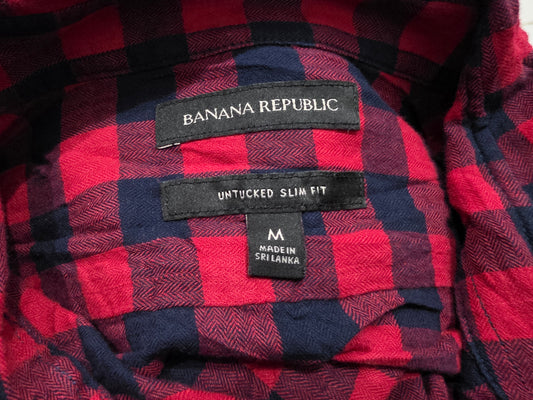 Camisa Banana Republic Mediana Untucked Slimfit roja cuadro