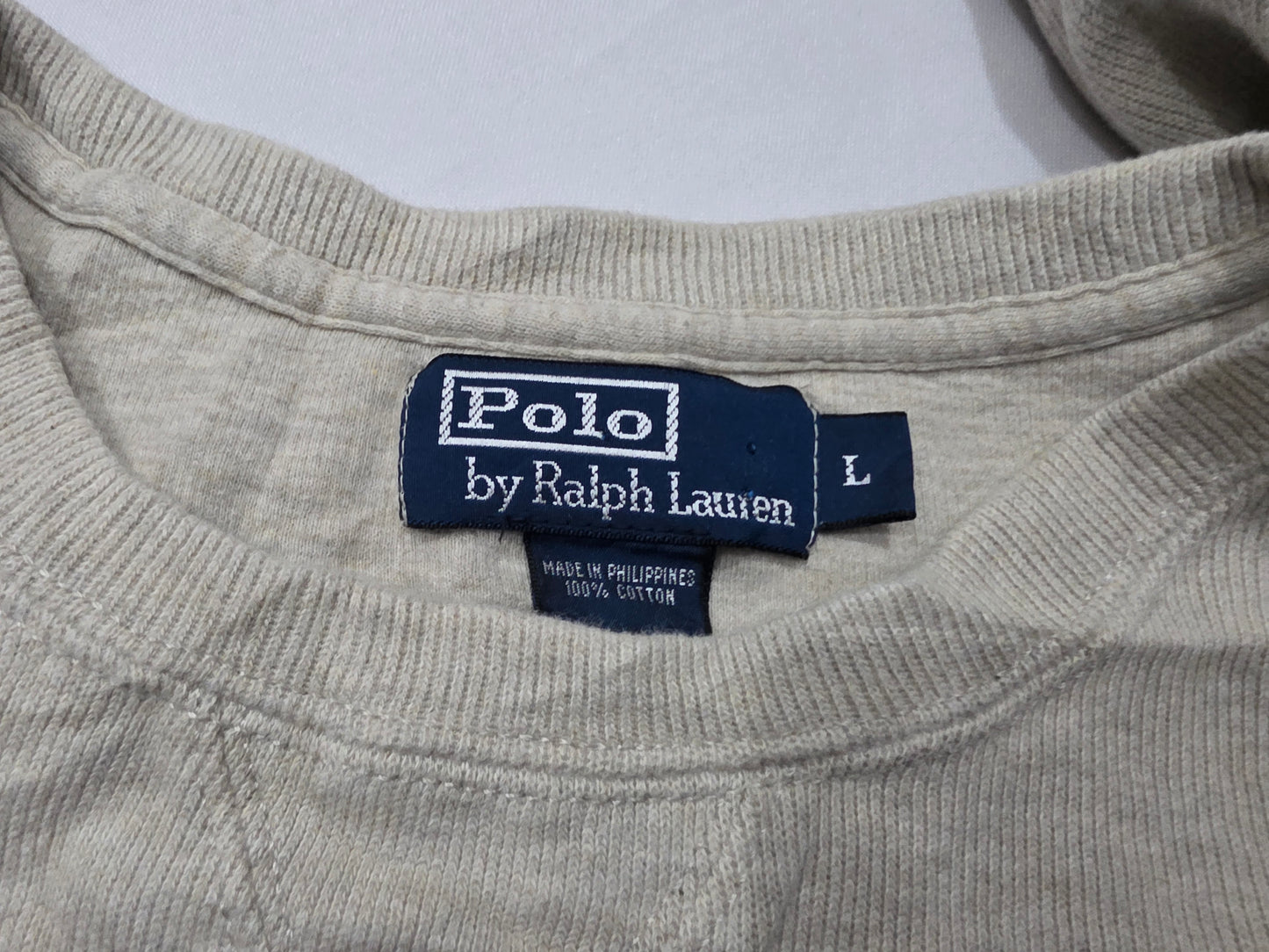 Sueter Ralph Lauren Grande L Beige Oscuro Pony Azul