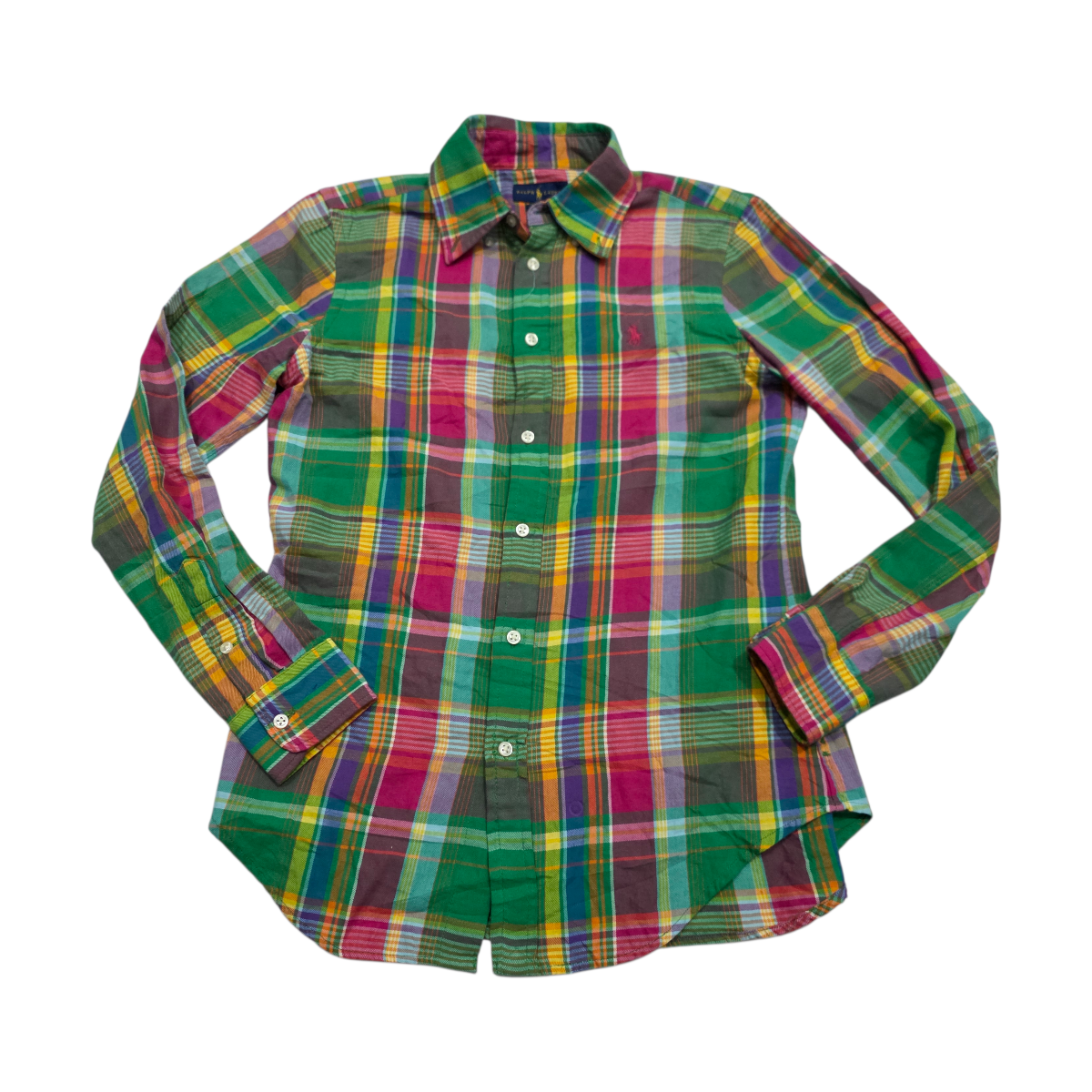 Camisa Ralph Lauren Chico S Classic Fit Verde Cuadros