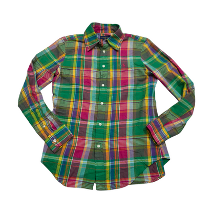 Camisa Ralph Lauren Chico S Classic Fit Verde Cuadros