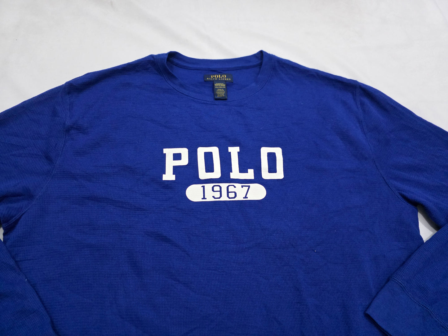 Playera Manga Larga Ralph Lauren 2xl Azul Letras