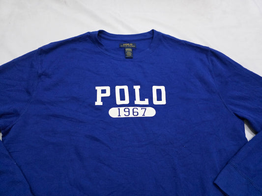 Playera Manga Larga Ralph Lauren 2xl Azul Letras