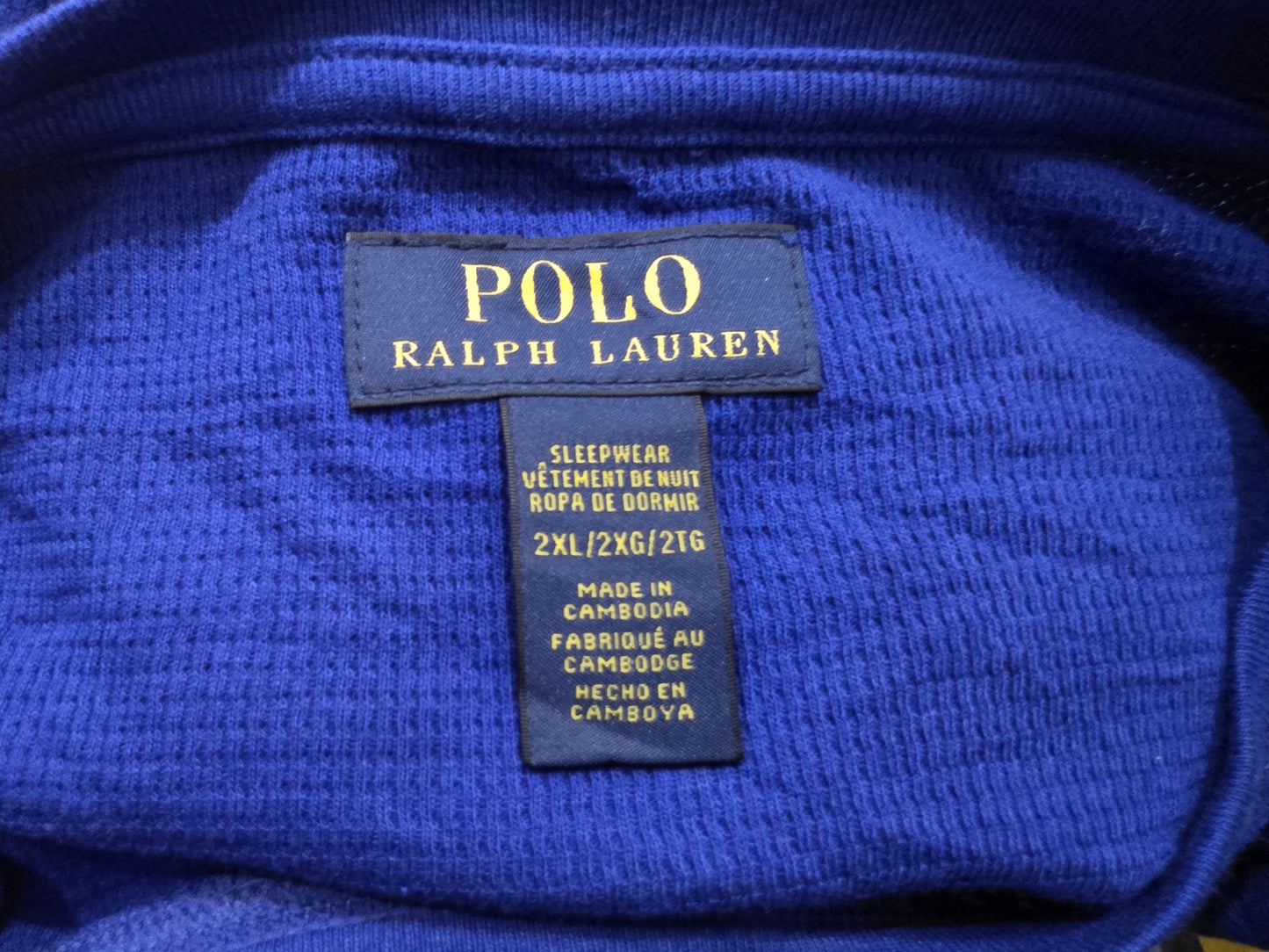 Playera Manga Larga Ralph Lauren 2xl Azul Letras