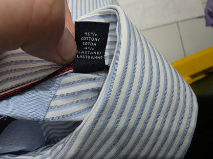 Camisa Tommy Hilfiger 2xl 18 34-35 Azul Claro Lineas