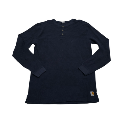 Playera Manga Larga Carhatt Grande L Azul Botones