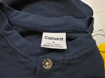 Playera Manga Larga Carhatt Grande L Azul Botones