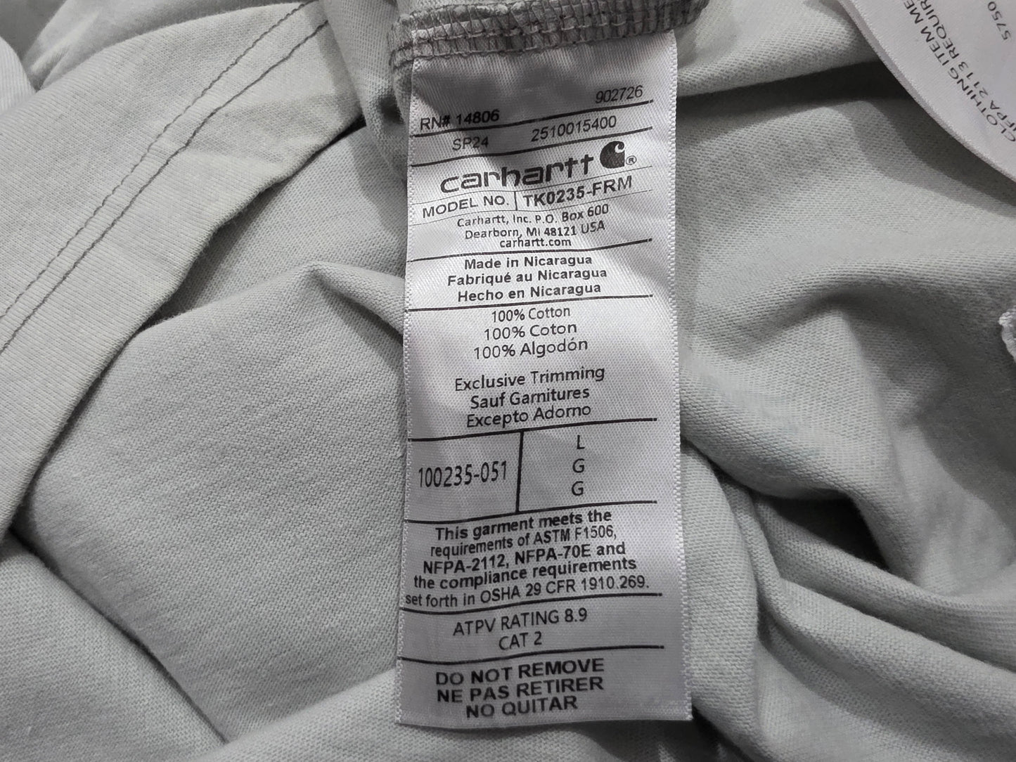 Playera Carhatt Grande L Loose Fit Gris