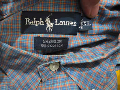 Camisa Manga Corta Ralph Lauren Xgrande Greggor Cuadro Azul