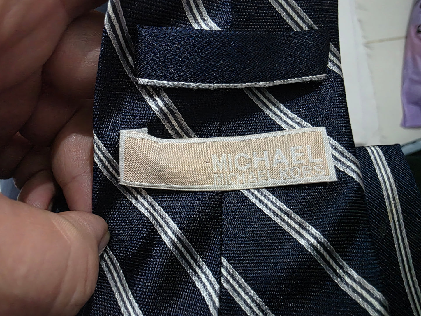 Corbata Michael Kors Azul Y Blanco Azul Lisa