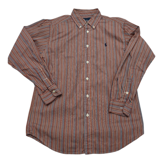 Camisa Ralph Lauren Adolescente L 14-15 Naranja Lineas