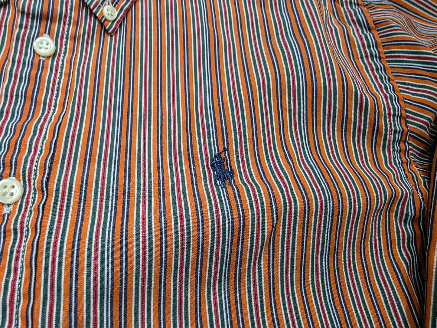 Camisa Ralph Lauren Adolescente L 14-15 Naranja Lineas