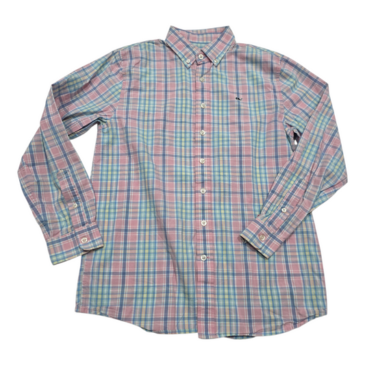 Camisa Vineyard Vines Adolescente L 16 Años Cuadro Rosa