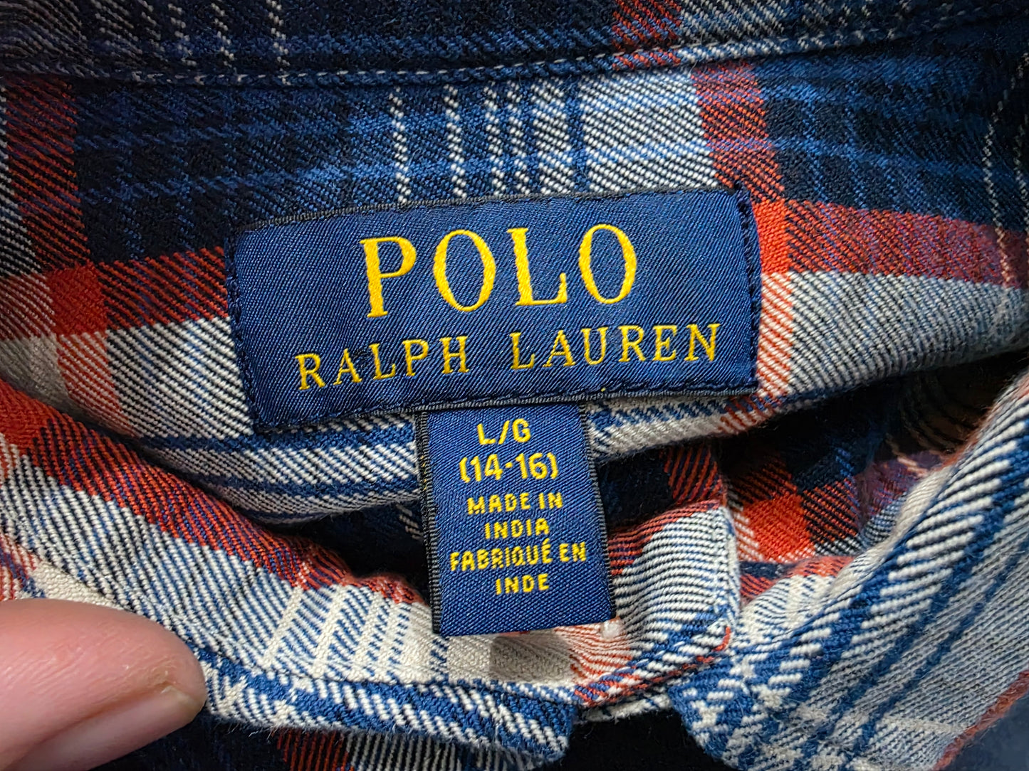 Camisa Ralph Lauren Adolescente L 14-16 Azul Franela
