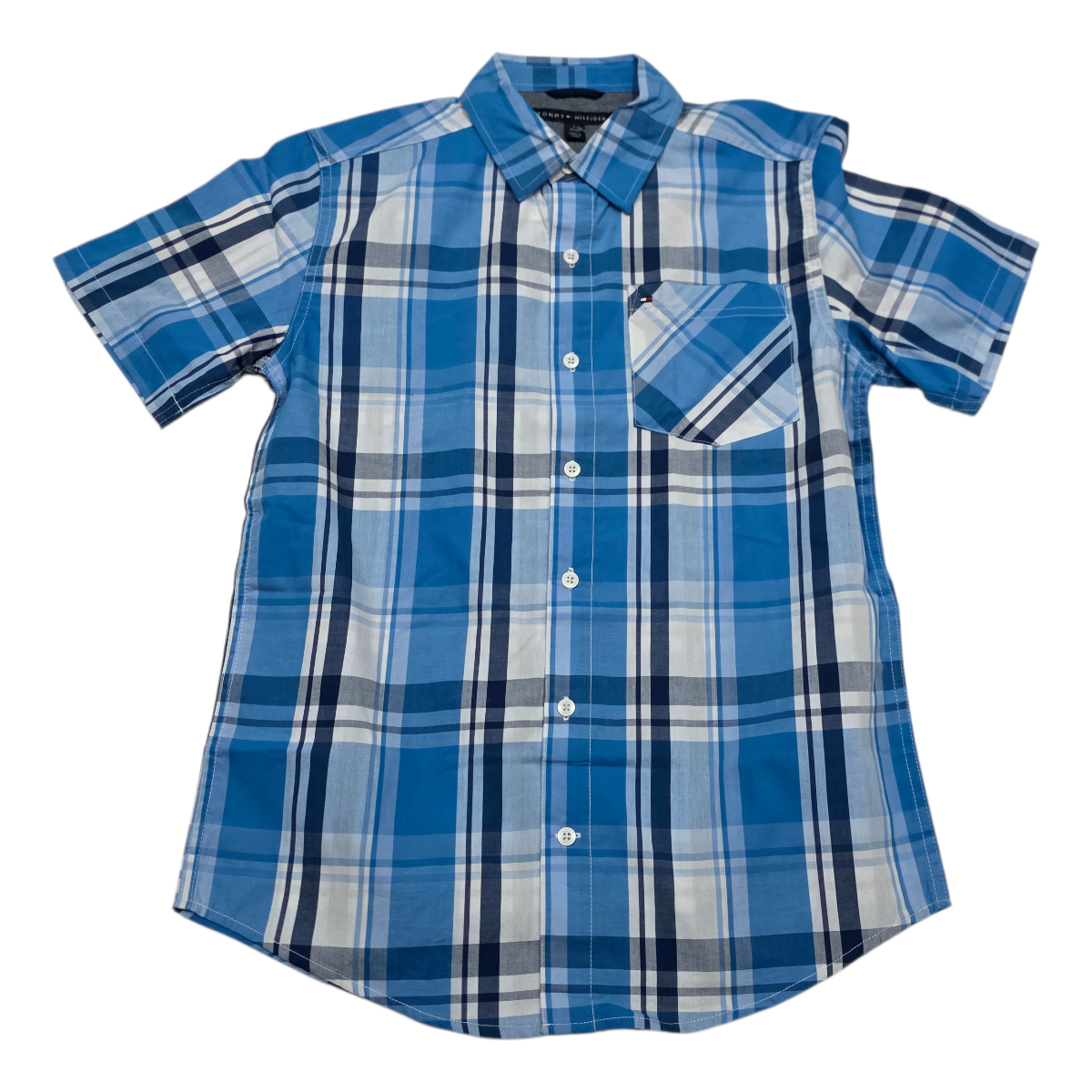 Camisa Manga Corta Tommy Hilfiger Adolescente L 14-16 Azul