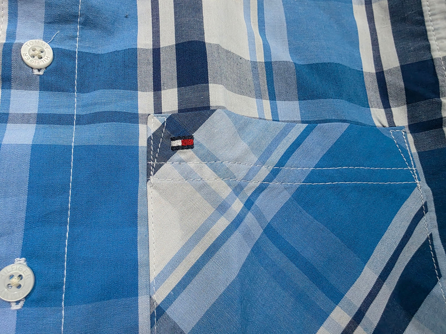 Camisa Manga Corta Tommy Hilfiger Adolescente L 14-16 Azul