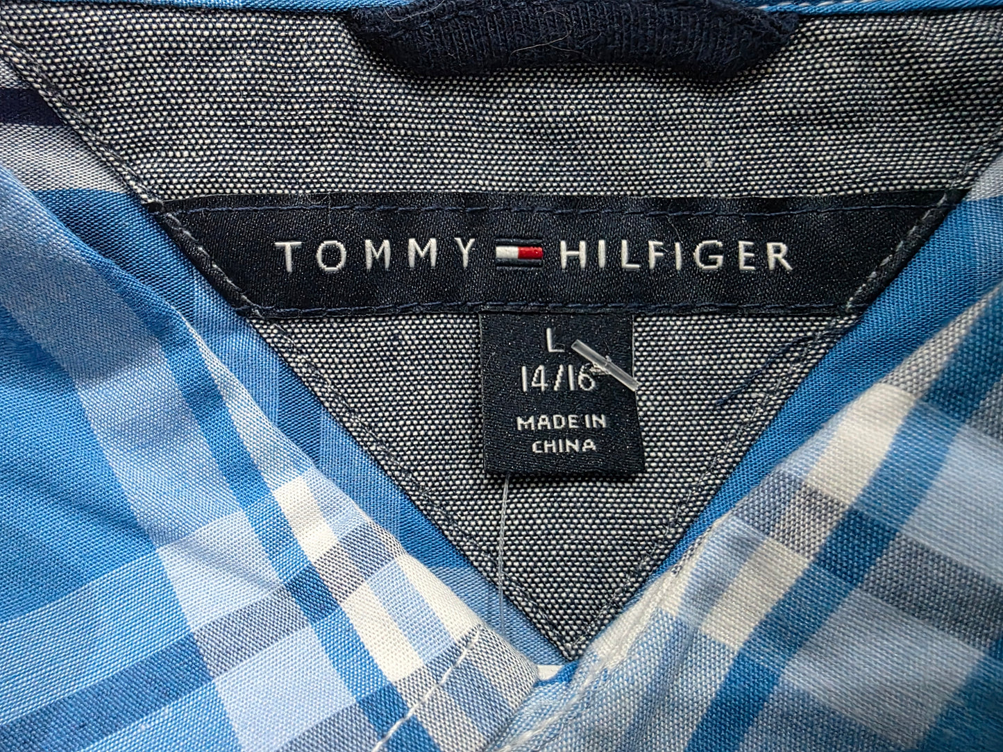 Camisa Manga Corta Tommy Hilfiger Adolescente L 14-16 Azul