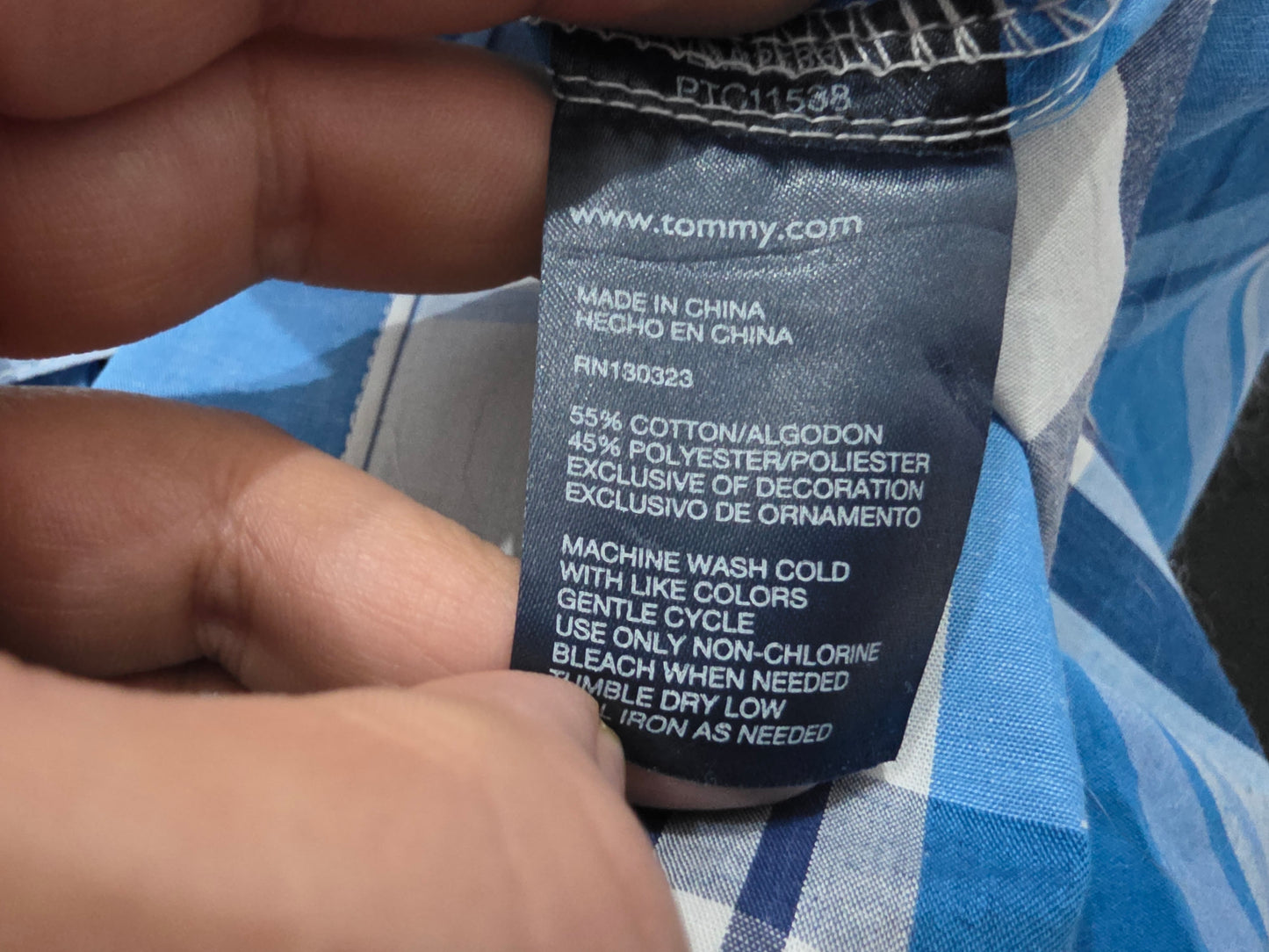 Camisa Manga Corta Tommy Hilfiger Adolescente L 14-16 Azul