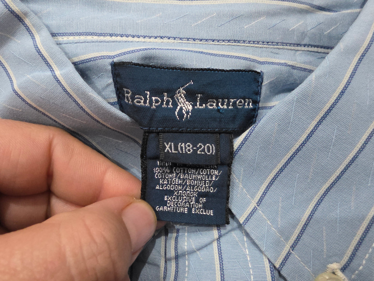 Camisa Ralph Lauren Adolescente 18-20 Azul Lineas
