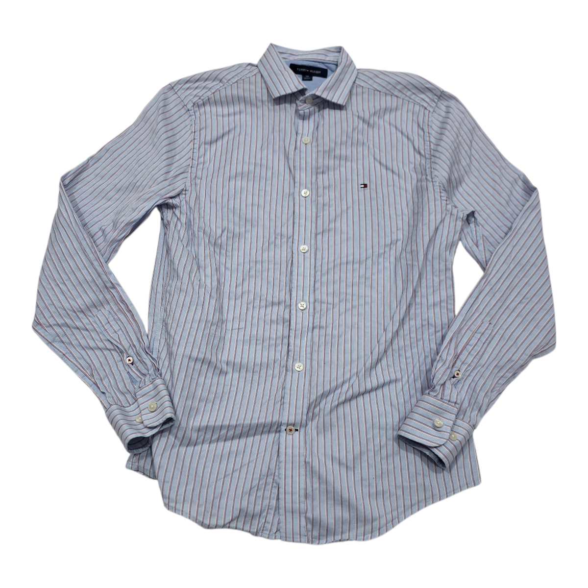 Camisa Tommy Hilfiger Chico S Azul Lineas