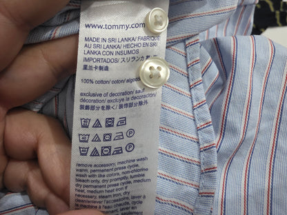 Camisa Tommy Hilfiger Chico S Azul Lineas