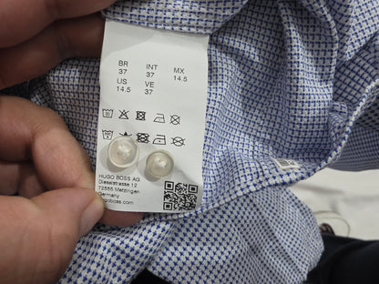 Camisa Boss Chico S 14 1/2 37 Slimfit Azul Claro