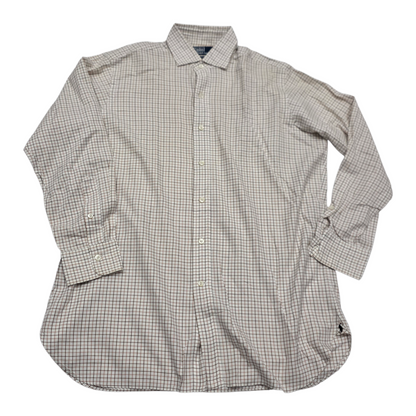 Camisa Ralph Lauren Mediana 15 1/2 Beige Estate Cuadro