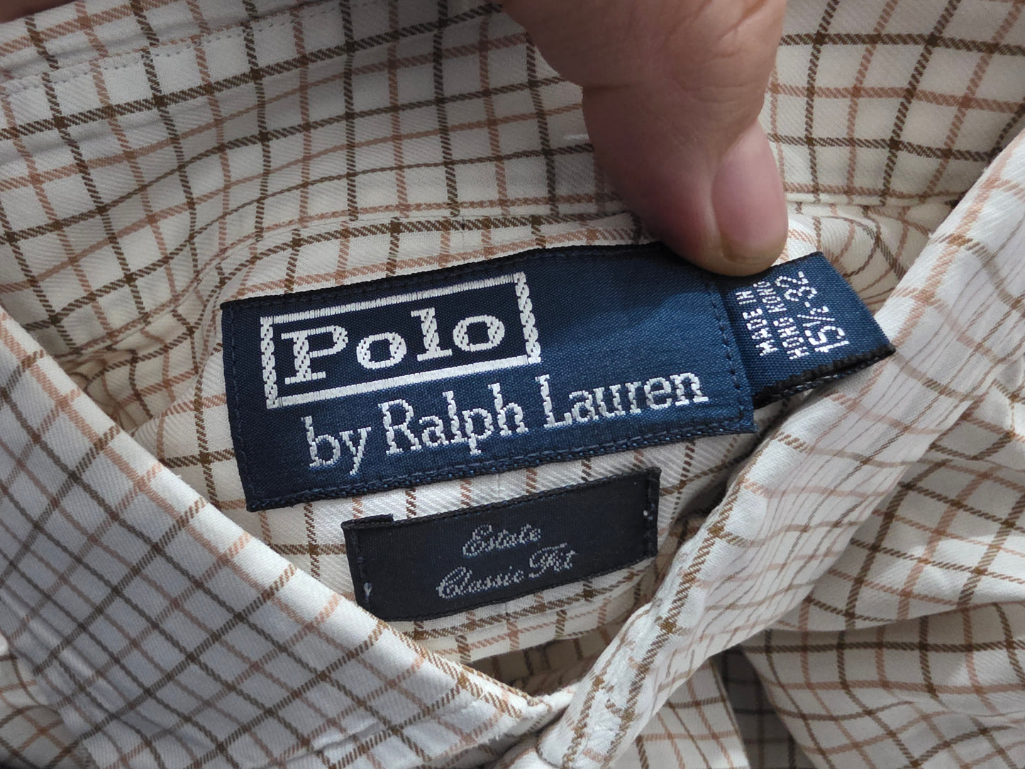 Camisa Ralph Lauren Mediana 15 1/2 Beige Estate Cuadro