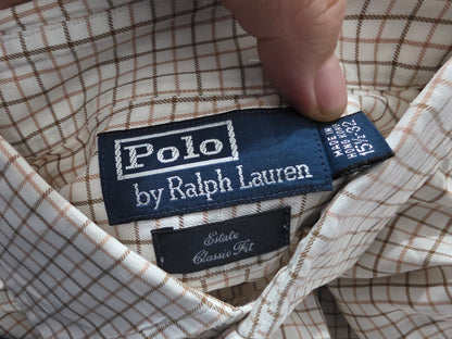 Camisa Ralph Lauren Mediana 15 1/2 Beige Estate Cuadro