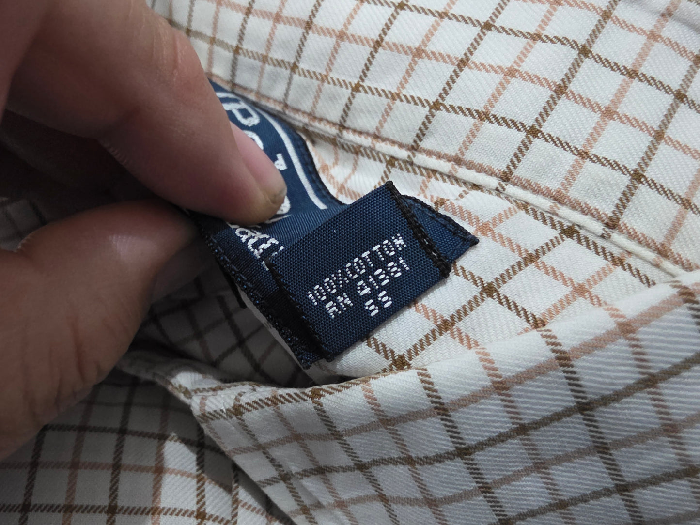 Camisa Ralph Lauren Mediana 15 1/2 Beige Estate Cuadro