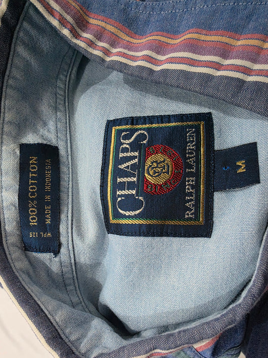 Camisa Manga Corta Chaps Ralph Lauren M Azul Y Verde Vintage
