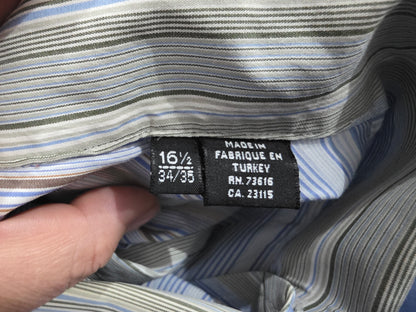 Camisa Boss Grande L 16 1/2 34-35 Verde Lineas Colores
