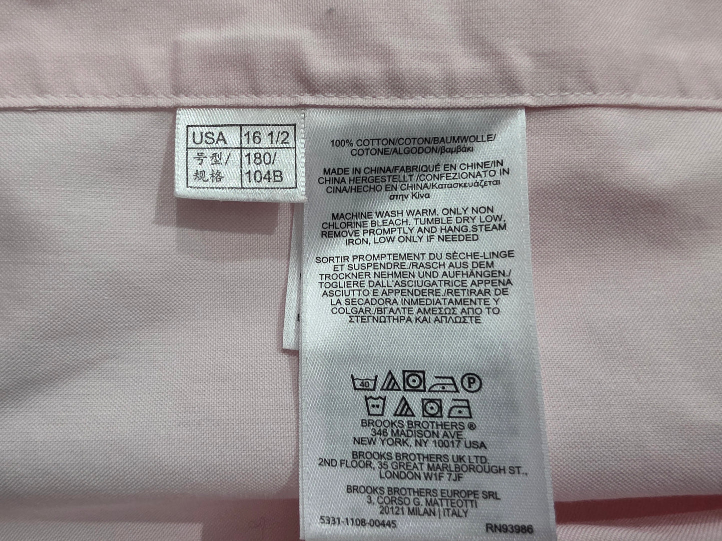 Camisa Brooks Brothers Grande 16 1/2 4-5 Regent Rosa