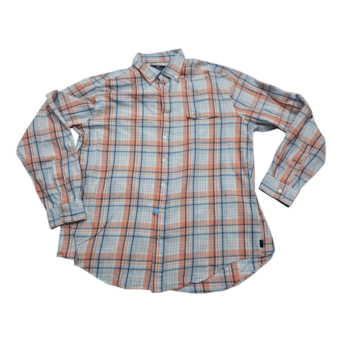 Camisa Vineyard Vines Xgrande Slimfit Cuadro Azul Y Naranja