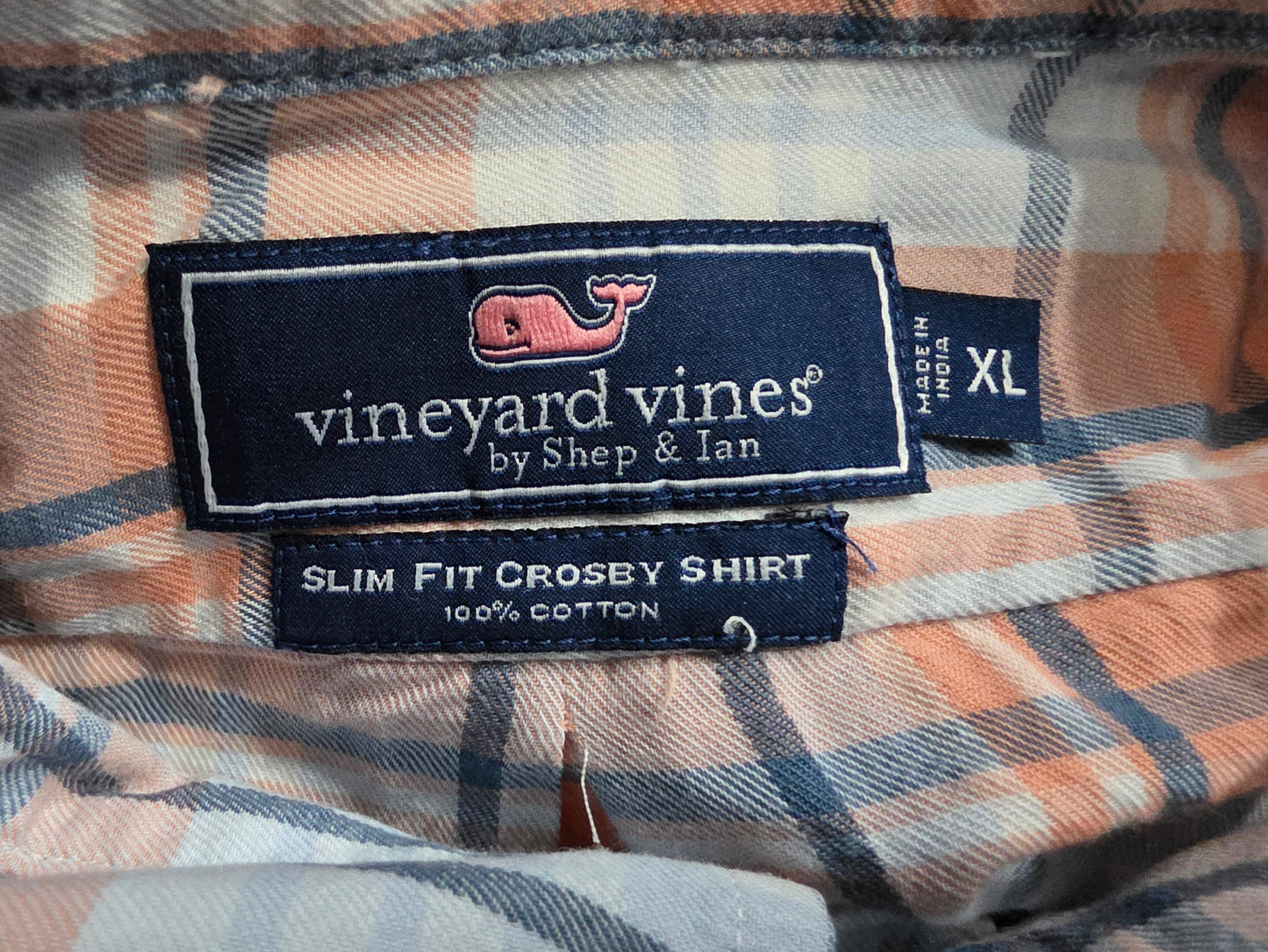 Camisa Vineyard Vines Xgrande Slimfit Cuadro Azul Y Naranja