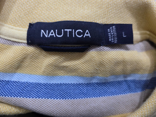 Playera Polo Nautica Grande L Amarillo Lineas