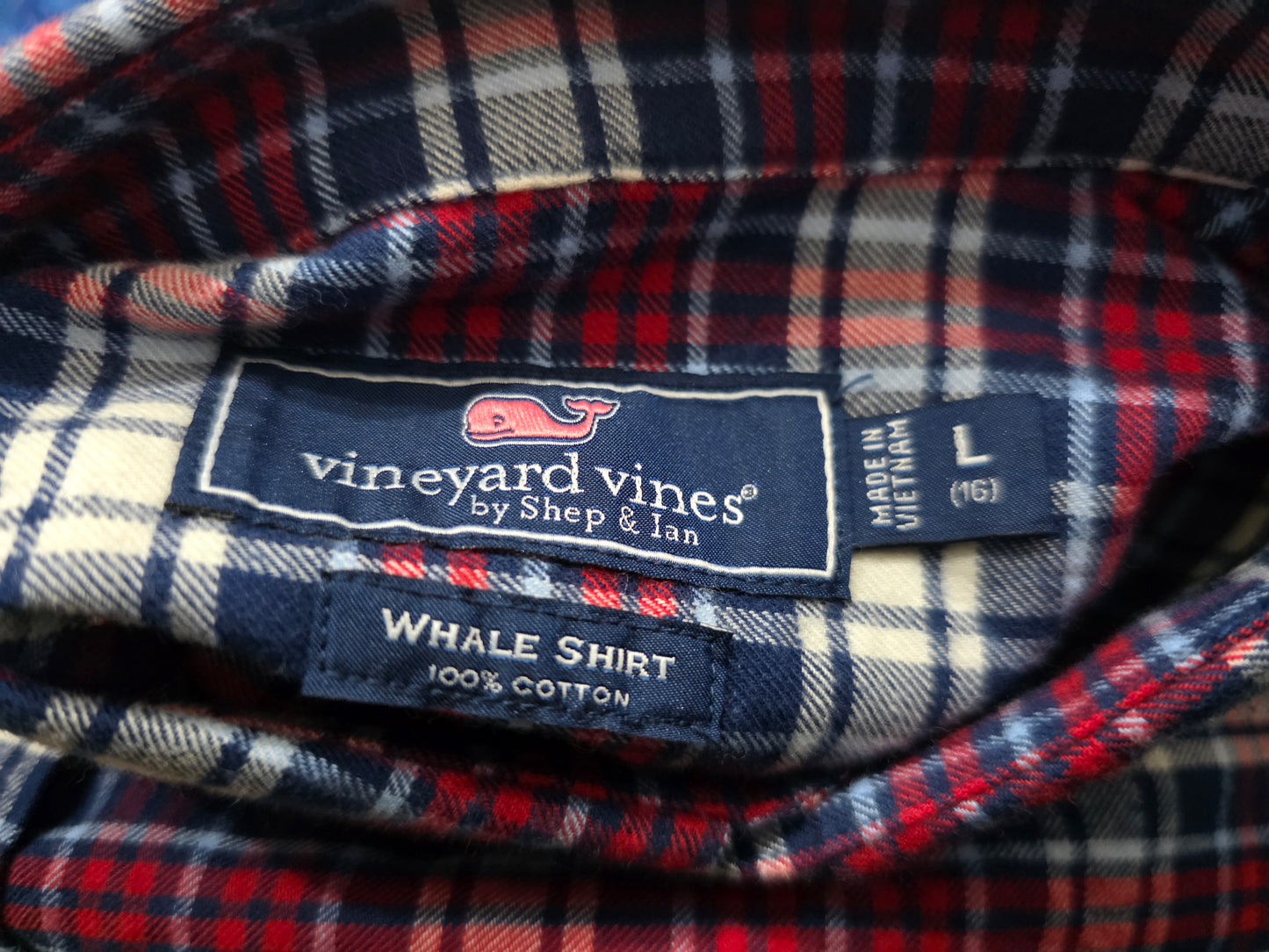 Camisa Vineyard Vines Adolescente L 16 Cuadro Rojo