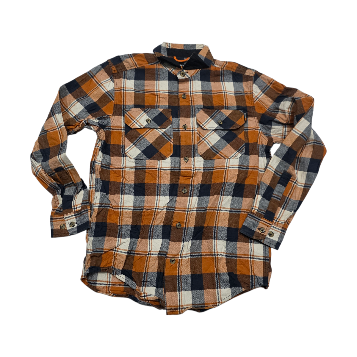 Camisa Timberland Pro Chico S Cuadro Naranja