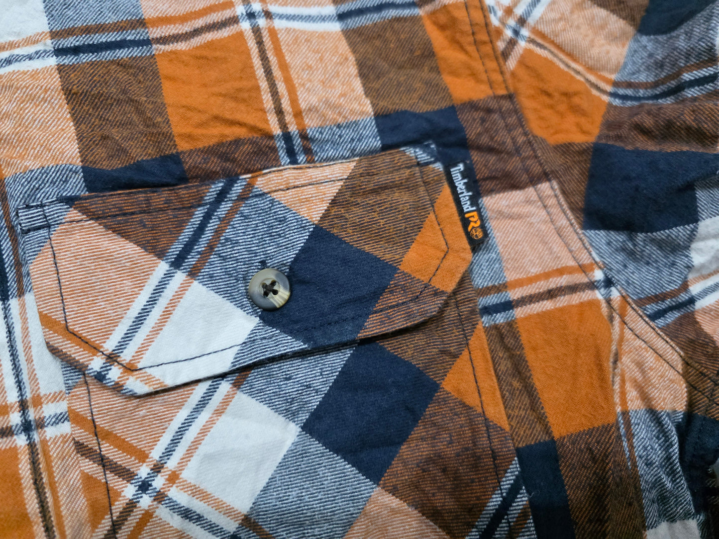 Camisa Timberland Pro Chico S Cuadro Naranja