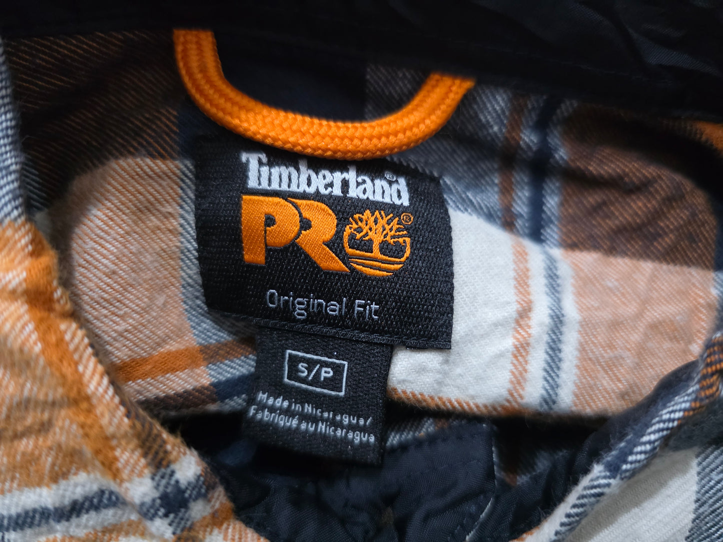 Camisa Timberland Pro Chico S Cuadro Naranja