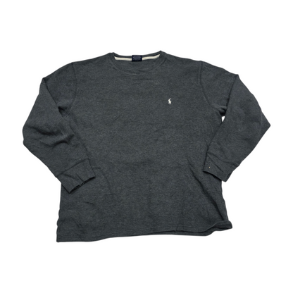 Playera Manga Larga Ralph Lauren Grande L Gris Pony Blanco