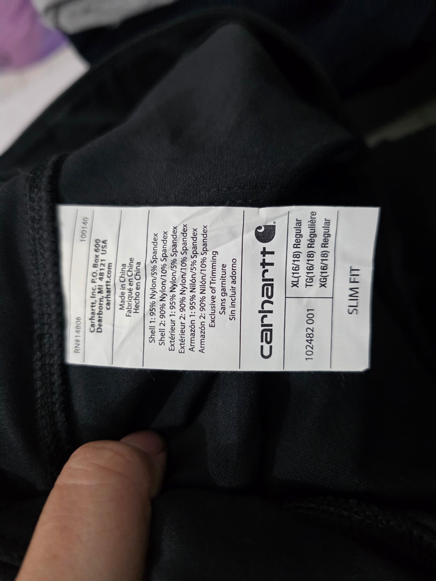 Pantalon Carhartt Xgrande Xl 18 Negro Slimfit Mujer