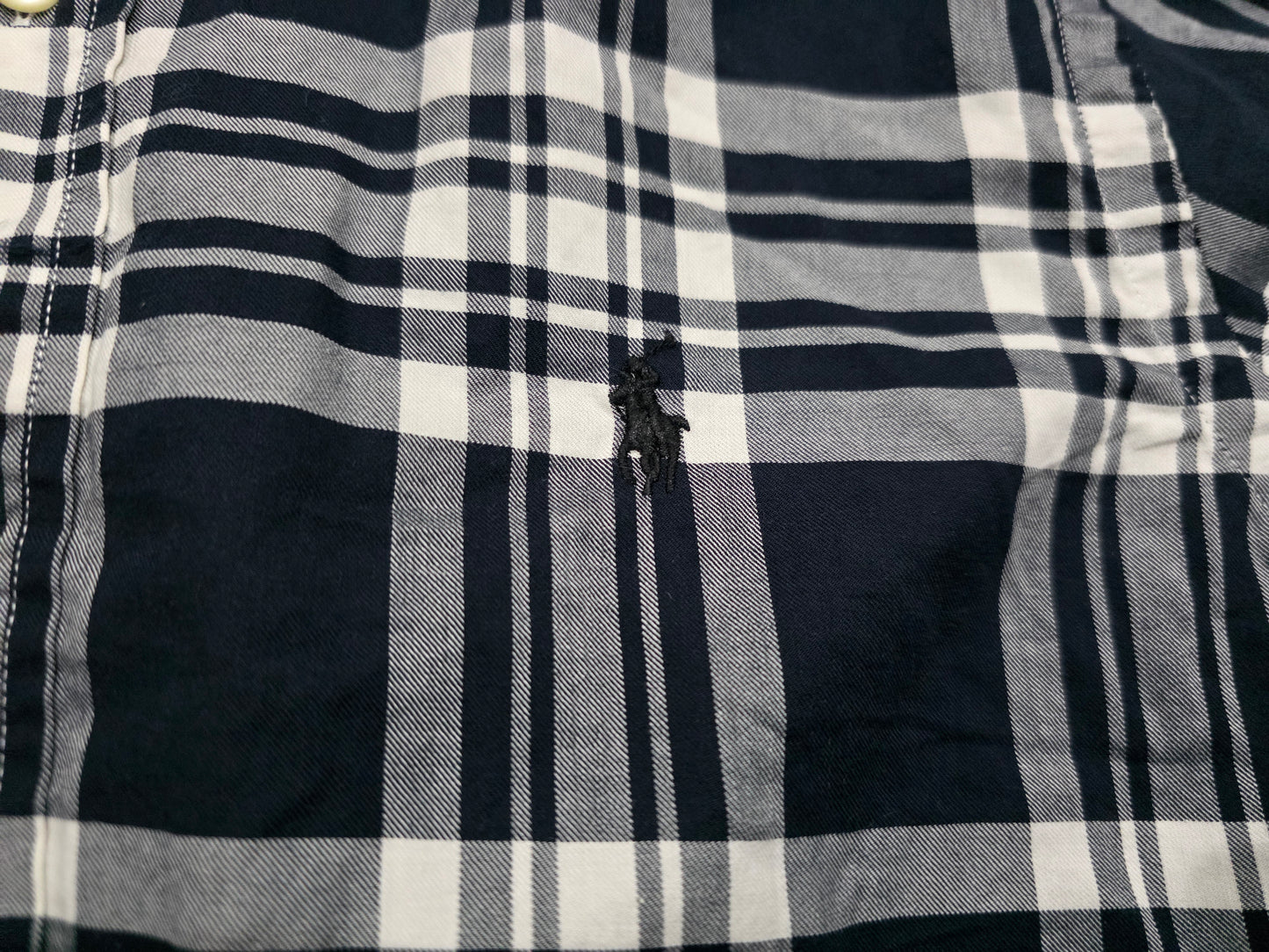 Camisa Ralph Lauren Chico S Cuadro Azul Pony Azul