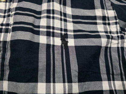 Camisa Ralph Lauren Chico S Cuadro Azul Pony Azul