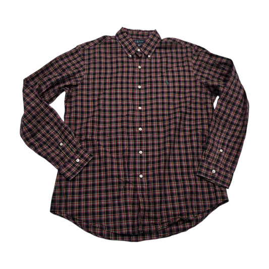 Camisa Ralph Lauren Grande Customfit Cuadro Negro Pony Verde