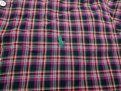Camisa Ralph Lauren Grande Customfit Cuadro Negro Pony Verde