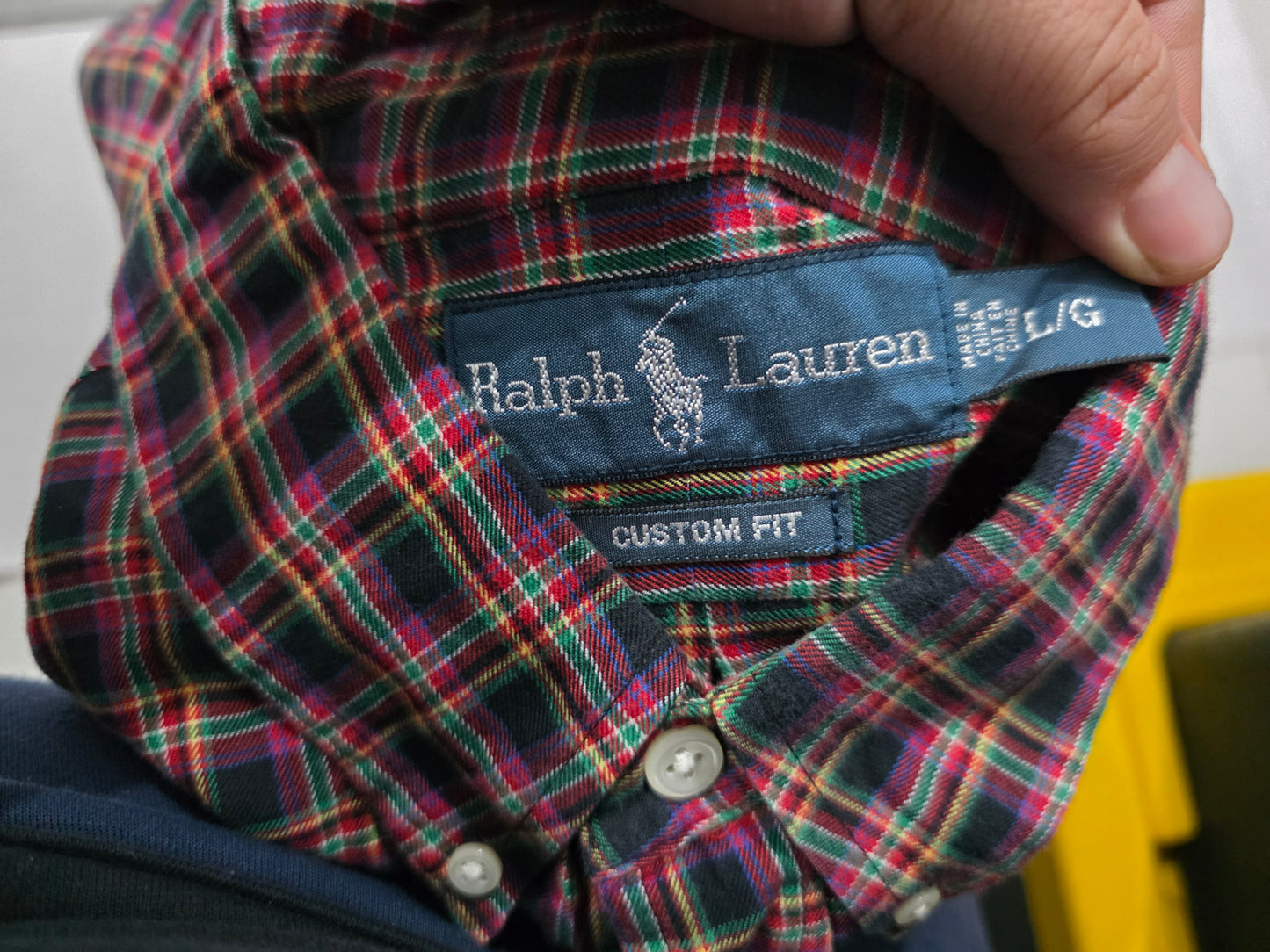 Camisa Ralph Lauren Grande Customfit Cuadro Negro Pony Verde