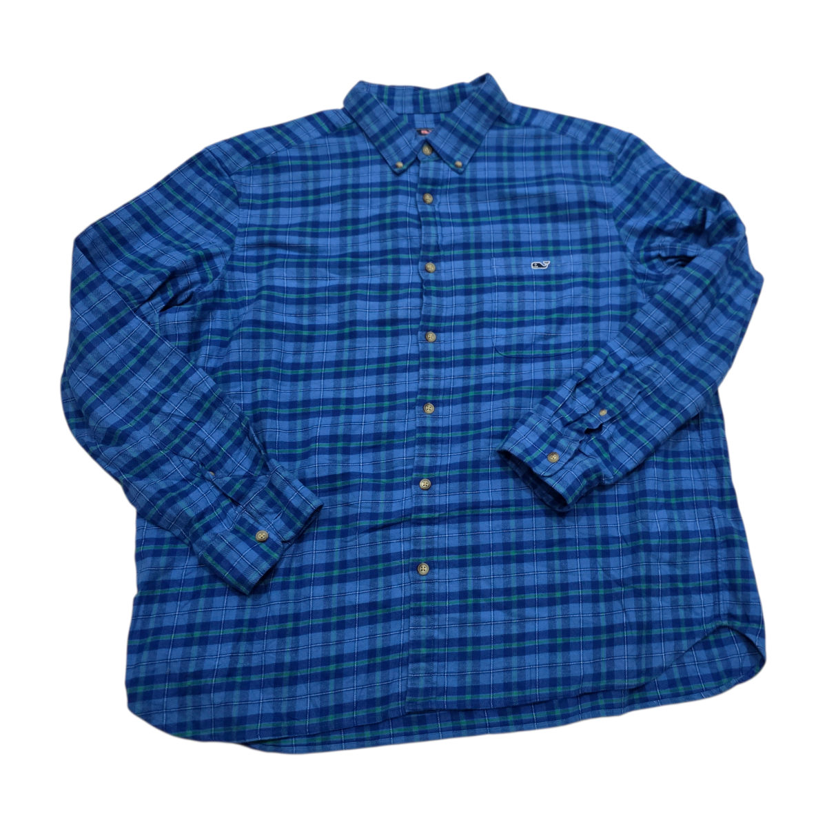 Camisa Vineyard Vines 2xl Azul Cuadro Y Verde