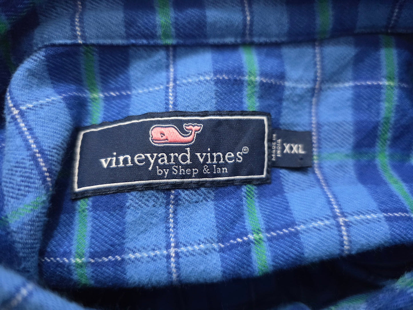 Camisa Vineyard Vines 2xl Azul Cuadro Y Verde